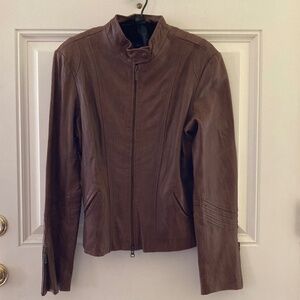 Bagatelle Leather Double Zip Front Jacket/Chocolate/Size 12/EUC/WORN ONCE!!!